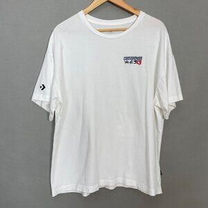 Converse T-Shirt White Embroidered Logo Rose Men Size XXL Cotton Short Sleeve